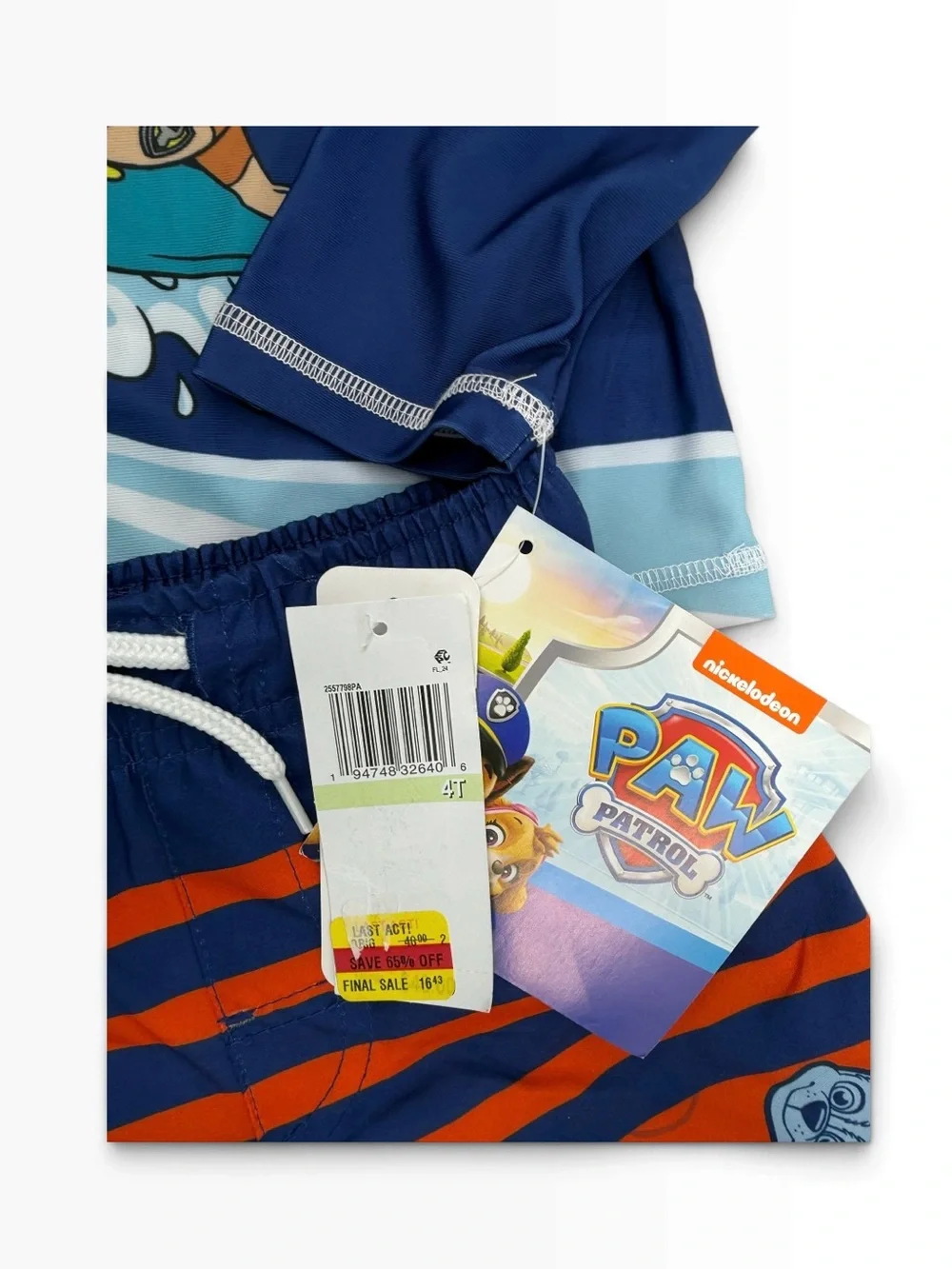 Paw Patrol Navy & Orange 'Pups At Play' Kids Swim Trunks & Rash Guard
